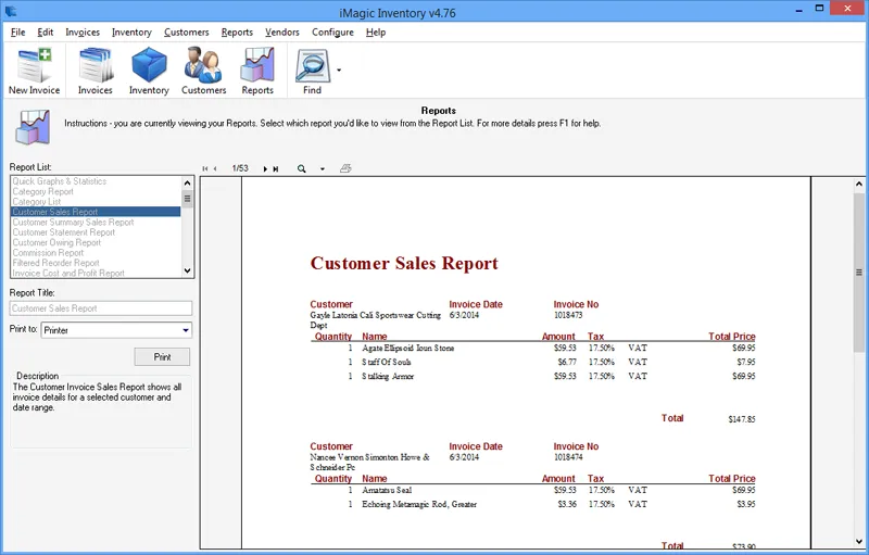 iMagic Inventory — Sales Reports